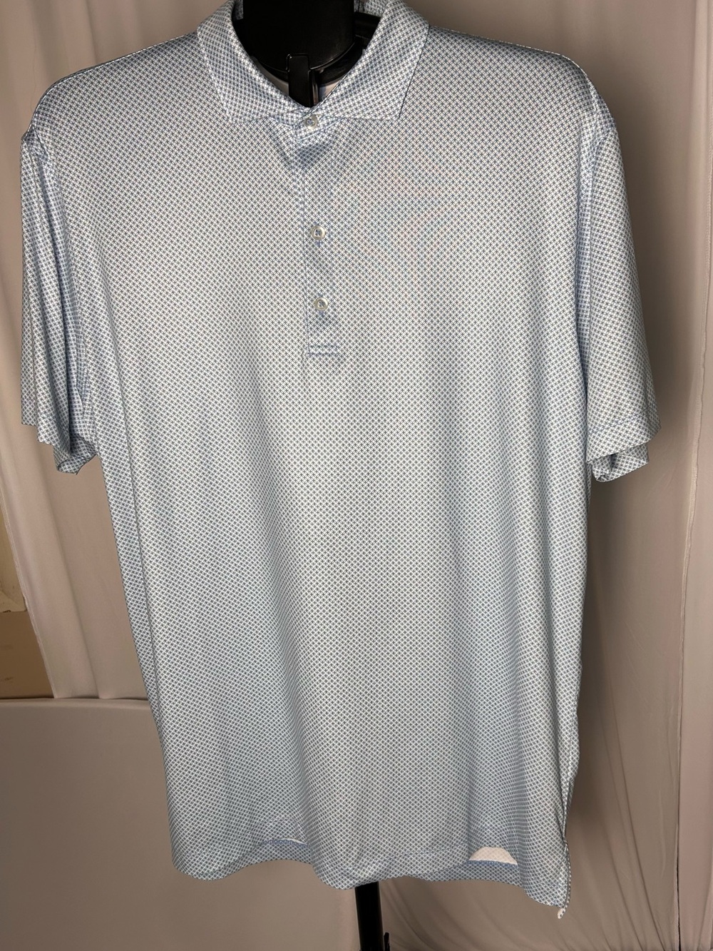 Johnnie-o Men's Classic Light Blue Micro-Pattern Polo Shirt UPF50